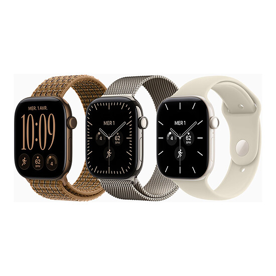 Montre connectée Apple Watch Series 12 GPS 42 mm Aluminium Gris sidéral Bracelet Sport Bleu marine S/M - Autre vue