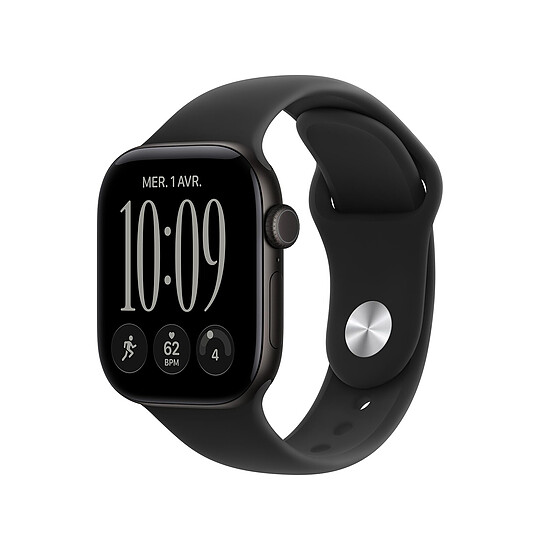 Montre connectée Apple Watch Series 12 GPS 42 mm Aluminium Noir Bracelet Sport Noir S/M  - Autre vue