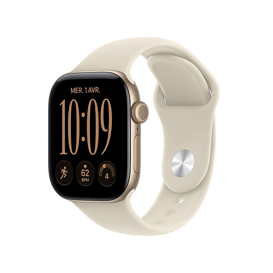 Montre connectée Apple Watch Series 12 GPS 42 mm Aluminium Or clair Bracelet Sport Sable S/M  - Autre vue