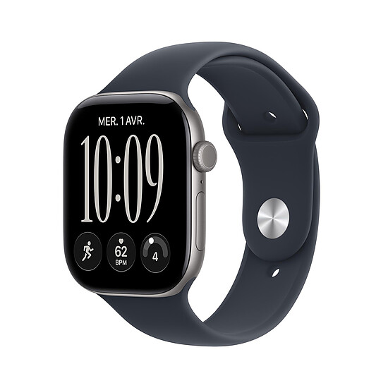 Montre connectée Apple Watch Series 12 GPS 46mm Aluminium Gris sidéral Bracelet Sport Bleu marine S/M - Autre vue