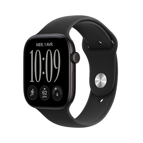 Montre connectée Apple Watch Series 12 GPS 46 mm Aluminium Noir Bracelet Sport Noir S/M - Autre vue