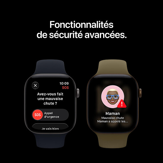 Montre connectée Apple Watch Series 12 GPS 46 mm Aluminium Noir Bracelet Sport Noir S/M - Autre vue