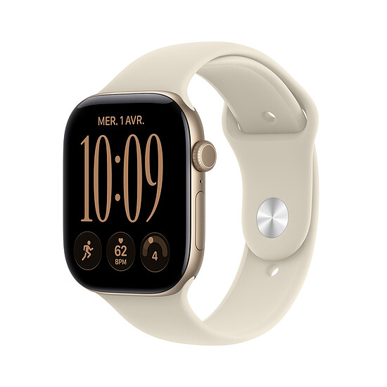 Montre connectée Apple Watch Series 12 GPS + Cellular 46 mm Aluminium Or clair Bracelet Sport Sable S/M - Autre vue