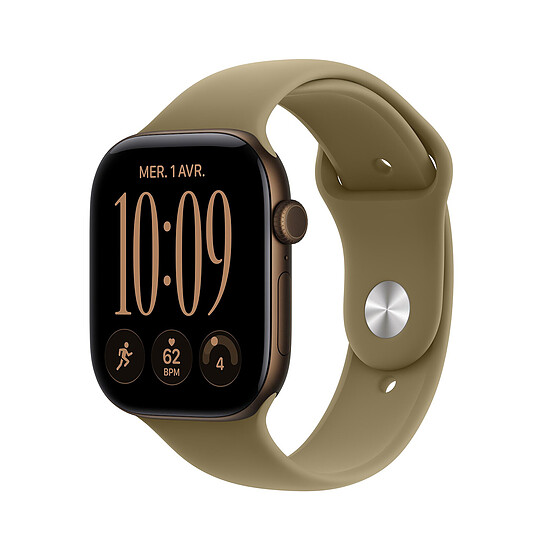 Montre connectée Apple Watch Series 12 GPS 46 mm Aluminium Bronze sombre Bracelet Sport Olive M/L - Autre vue