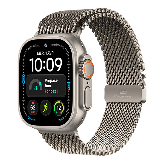 Montre connectée Apple Watch Ultra 4 GPS + Cellular 49 mm Titane naturel Bracelet Milanais Titane naturel L - Autre vue