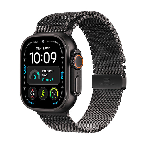 Montre connectée Apple Watch Ultra 4 GPS + Cellular 49 mm Titane noir Bracelet Milanais Titane noir L - Autre vue