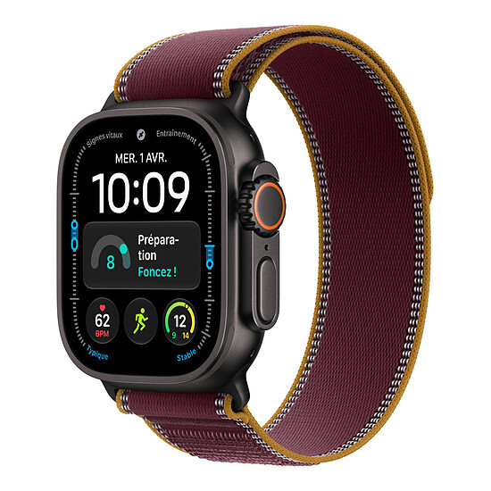 Montre connectée Apple Watch Ultra 4 GPS + Cellular 49 mm Titane noir Boucle Trail Bordeaux S/M - Autre vue