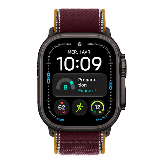 Montre connectée Apple Watch Ultra 4 GPS + Cellular 49 mm Titane noir Boucle Trail Bordeaux M/L - Autre vue