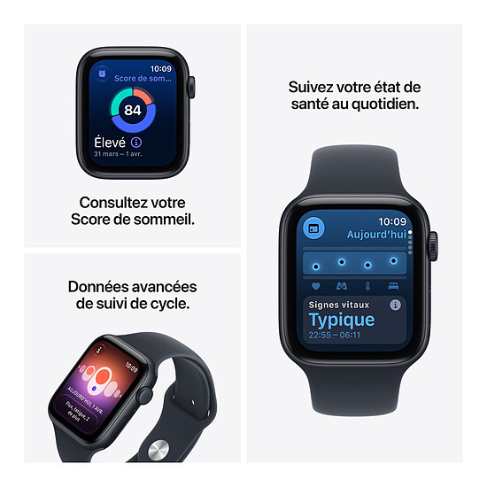 Montre connectée Apple Watch SE 3 GPS + Cellular 44 mm Aluminium Minuit Bracelet Sport Bleu marine M/L - Autre vue