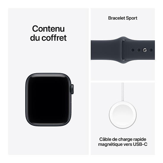 Montre connectée Apple Watch SE 3 GPS 40 mm Aluminium Minuit Bracelet Sport Bleu marine S/M - Autre vue