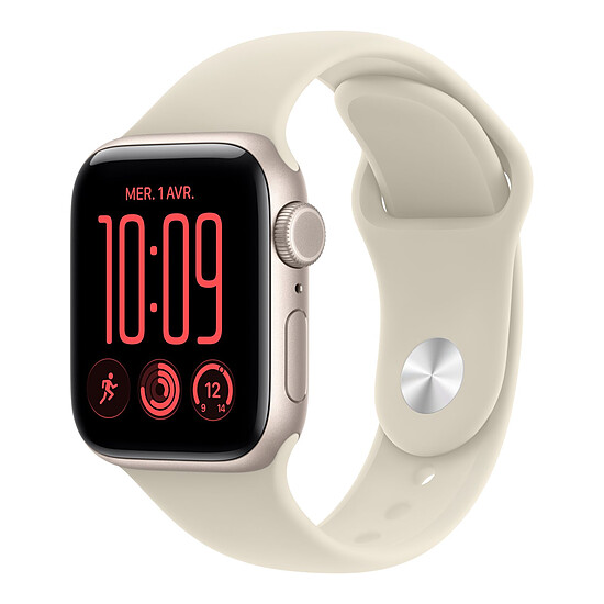 Montre connectée Apple Watch SE 3 GPS + Cellular 44 mm Aluminium Lumière Stellaire Bracelet Sport Sable M/L - Autre vue