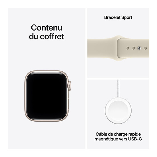 Montre connectée Apple Watch SE 3 GPS + Cellular 44 mm Aluminium Lumière Stellaire Bracelet Sport Sable S/M - Autre vue