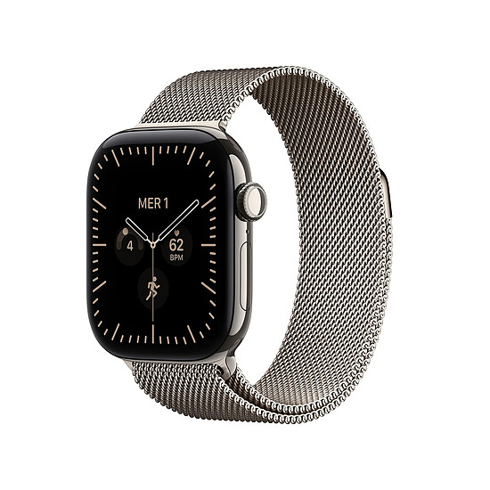 Montre connectée Apple Watch Series 12 GPS + Cellular 42 mm Titane Naturel Bracelet Milanais Naturel - Autre vue