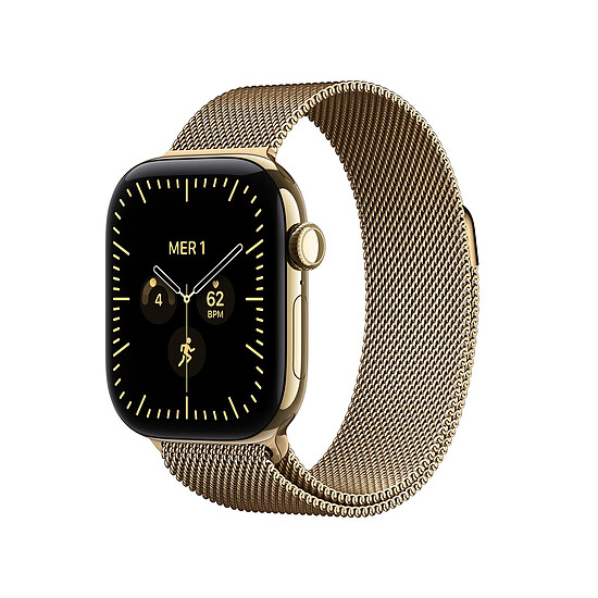 Montre connectée Apple Watch Series 12 GPS + Cellular 42 mm Titane Or brillant Bracelet Milanais Or brillant - Autre vue