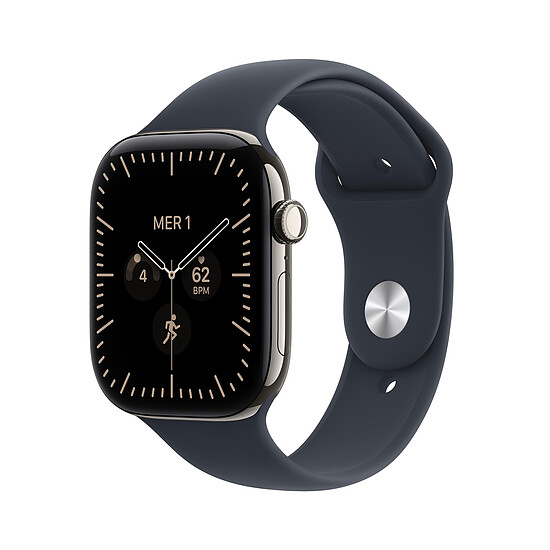 Montre connectée Apple Watch Series 12 GPS + Cellular 46 mm Titane Naturel Bracelet Sport bleu marine S/M - Autre vue