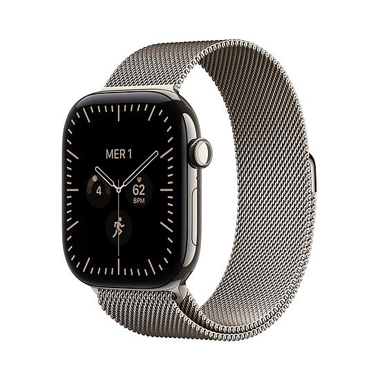 Montre connectée Apple Watch Series 12 GPS + Cellular 46 mm Titane Naturel Bracelet Milanais Naturel M/L - Autre vue