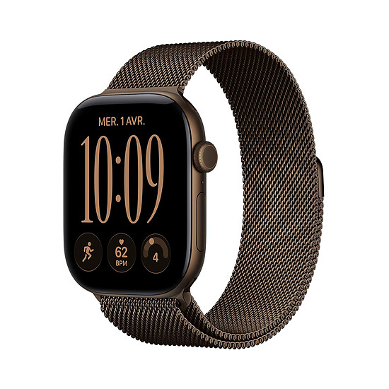 Montre connectée Apple Watch Series 12 GPS 46 mm Aluminium Bronze sombre Bracelet Milanais Bronze sombre S/M - Autre vue