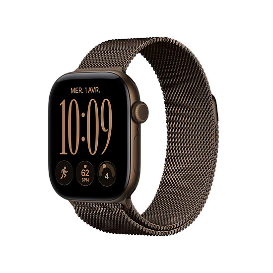 Montre connectée Apple Watch Series 12 GPS + Cellular 42 mm Aluminium Bronze sombre Bracelet Milanais Bronze sombre - Autre vue