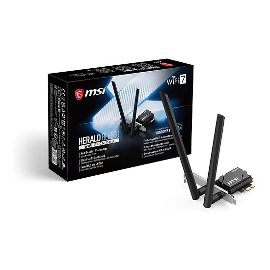Carte réseau MSI HERALD BE6500 GPBE65 - Adaptateur PCIe Wi-Fi 7 + Bluetooth - Autre vue