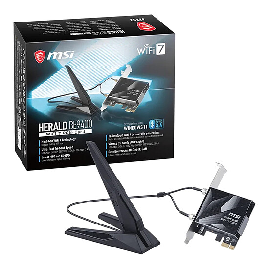 Carte réseau MSI HERALD BE9400 GPBE94 - Adaptateur PCIe Wi-Fi 7 + Bluetooth - Autre vue