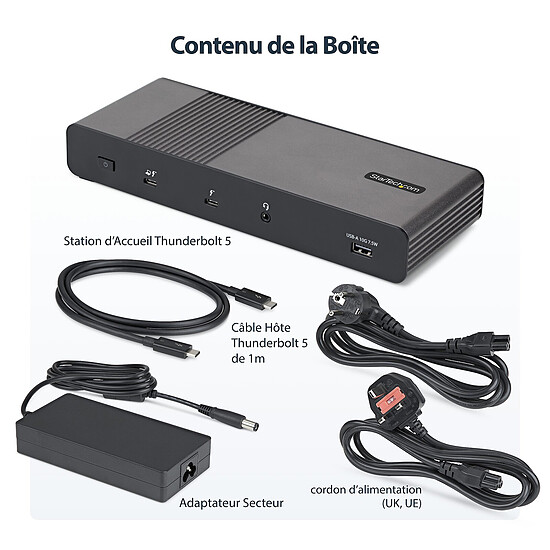 Station d'accueil PC portable StarTech.com Station d'accueil Thunderbolt 5/USB-C Quadruple affichage 4K 60 Hz avec Power Delivery 140 W - Autre vue
