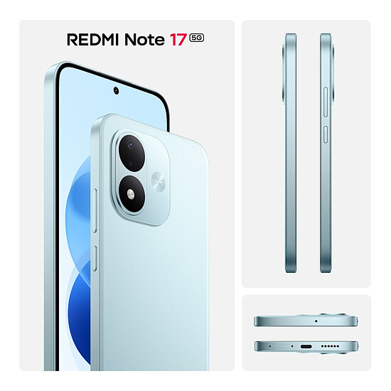 Smartphone Xiaomi Redmi Note 17 5G Bleu - 128 Go - 6Go - Autre vue