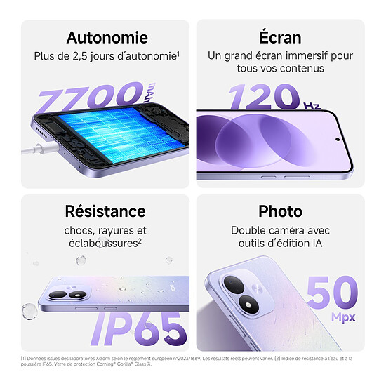 Smartphone Xiaomi Redmi Note 17 5G Violet - 128 Go - 6Go  - Autre vue