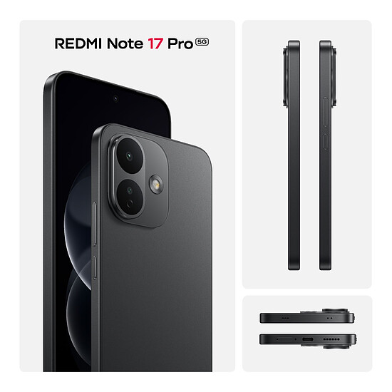 Smartphone Xiaomi Redmi Note 17 Pro 5G Noir - 256 Go - 6 Go - Autre vue