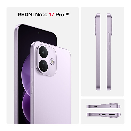 Smartphone Xiaomi Redmi Note 17 Pro 5G Violet - 256 Go - 6 Go - Autre vue