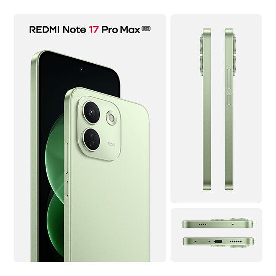 Smartphone Xiaomi Redmi Note 17 Pro Max 5G Vert - 256 Go - 8 Go - Autre vue