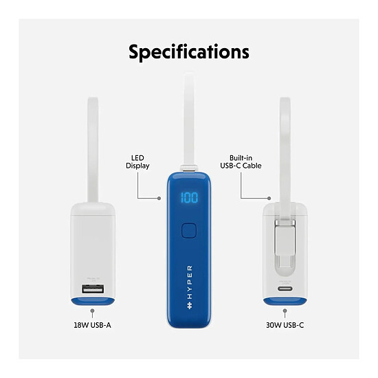 Batterie et powerbank Hyper HyperJuice Flex 10K 30W Powerbank - Bleu - Autre vue