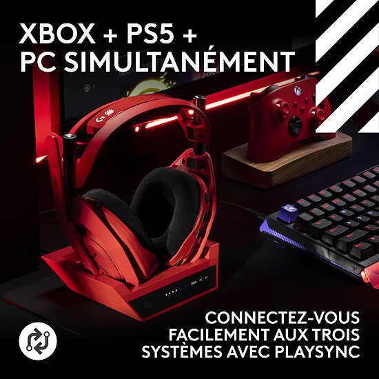 Casque micro Logitech G Astro A50 X LIGHTSPEED Rouge - Autre vue