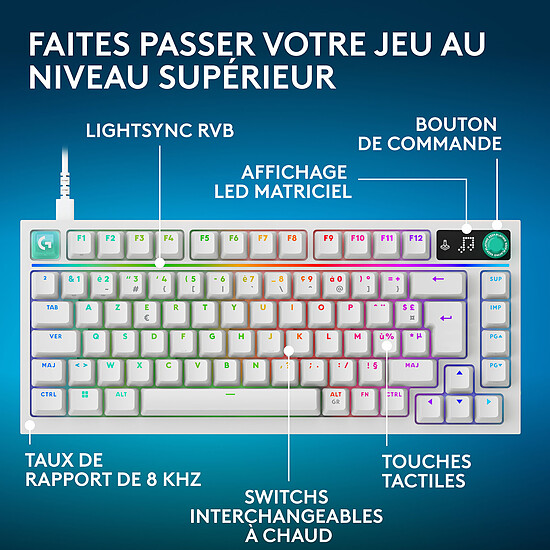 Clavier PC Logitech G G316 X 75 - Blanc - Autre vue