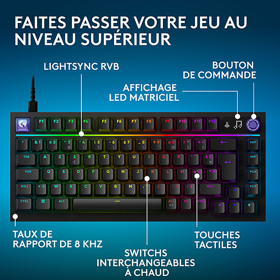 Clavier PC Logitech G G316 X 75 - Noir - Autre vue