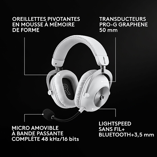 Casque micro Logitech G Pro X 3 Lightspeed - Blanc - Autre vue