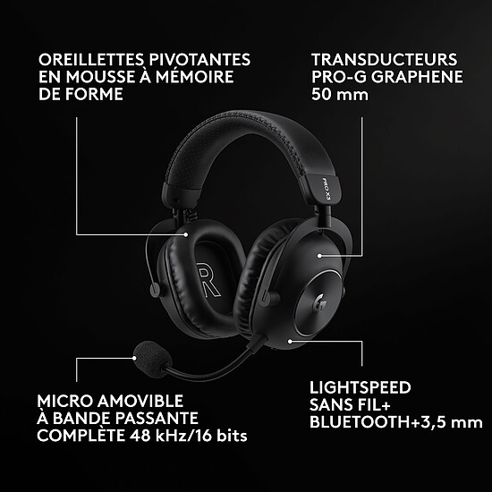 Casque micro Logitech G Pro X 3 Lightspeed - Noir - Autre vue