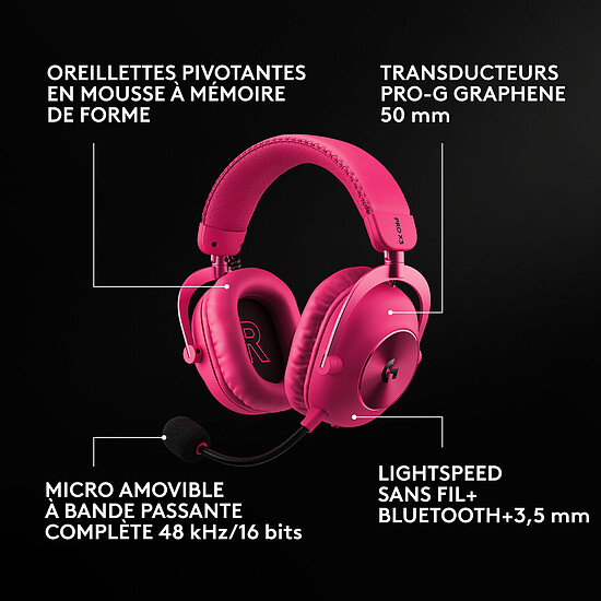 Casque micro Logitech G Pro X 3 Lightspeed - Magenta - Autre vue