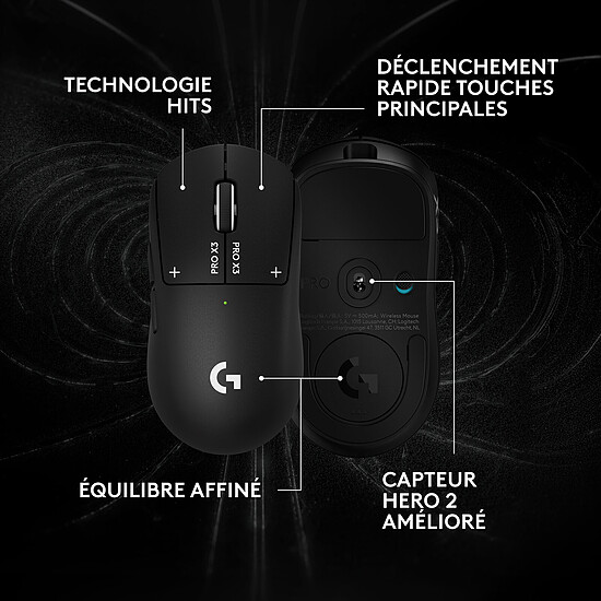 Souris PC Logitech G Pro X3 Superstrike - Noir - Autre vue