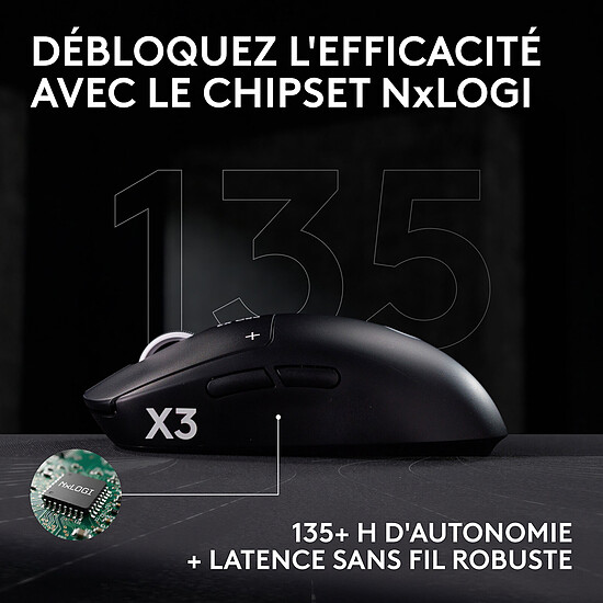 Souris PC Logitech G Pro X3 Superstrike - Éclipse magenta - Autre vue