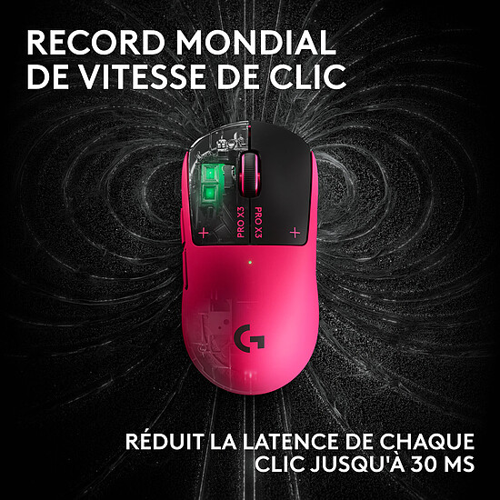 Souris PC Logitech G Pro X3 Superstrike - Éclipse magenta - Autre vue