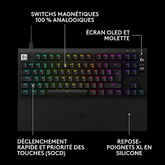 Clavier PC Logitech G Pro X2 Rapid - Noir - Autre vue