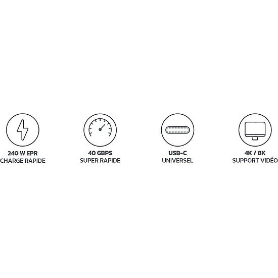 Câble USB INOVU Câble USB-C vers USB-C - USB4 - 40 Gbps - PD 240W - 1.8 m - Autre vue