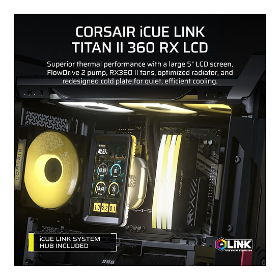 Watercooling AIO Corsair iCUE LINK TITAN II 360 RX LCD - Noir - Autre vue