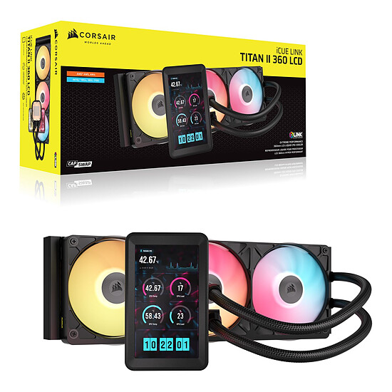 Watercooling AIO Corsair iCUE LINK TITAN II 360 RX LCD - Noir - Autre vue