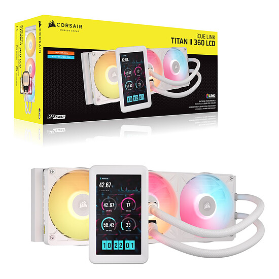 Watercooling AIO Corsair iCUE LINK TITAN II 360 RX LCD - Blanc - Autre vue