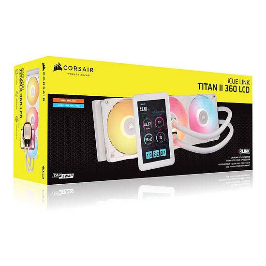 Watercooling AIO Corsair iCUE LINK TITAN II 360 RX LCD - Blanc - Autre vue