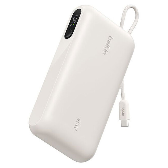 Batterie et powerbank Belkin Powerbank USB-C 20K en 45 W avec câble USB-C intégré - Sable - Autre vue