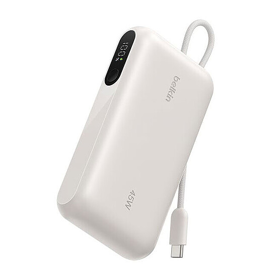 Batterie et powerbank Belkin Powerbank USB-C 10K en 45 W avec câble USB-C intégré - Sable - Autre vue