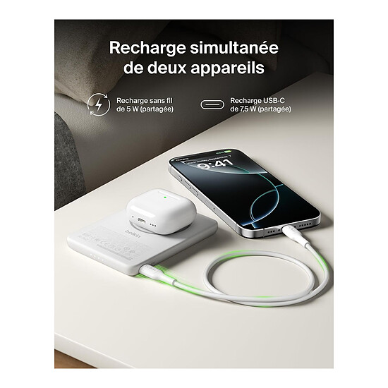 Batterie et powerbank Belkin BoostCharge Batterie Externe Magnétique 5K - Blanc - Autre vue