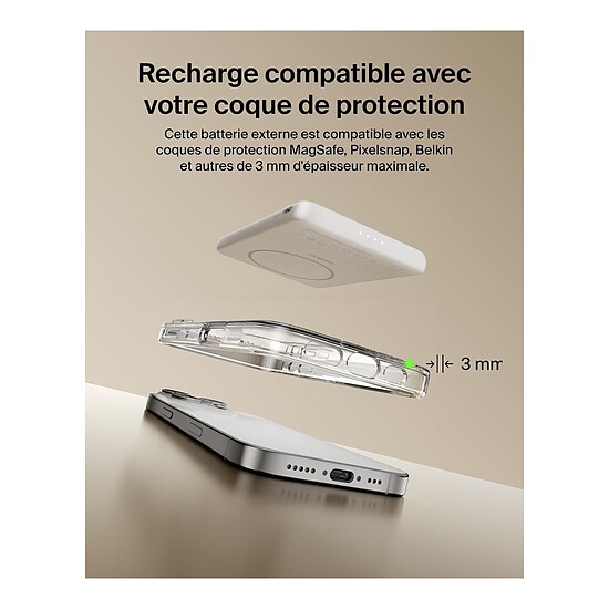 Batterie et powerbank Belkin BoostCharge Batterie Externe Magnétique 5K - Blanc - Autre vue